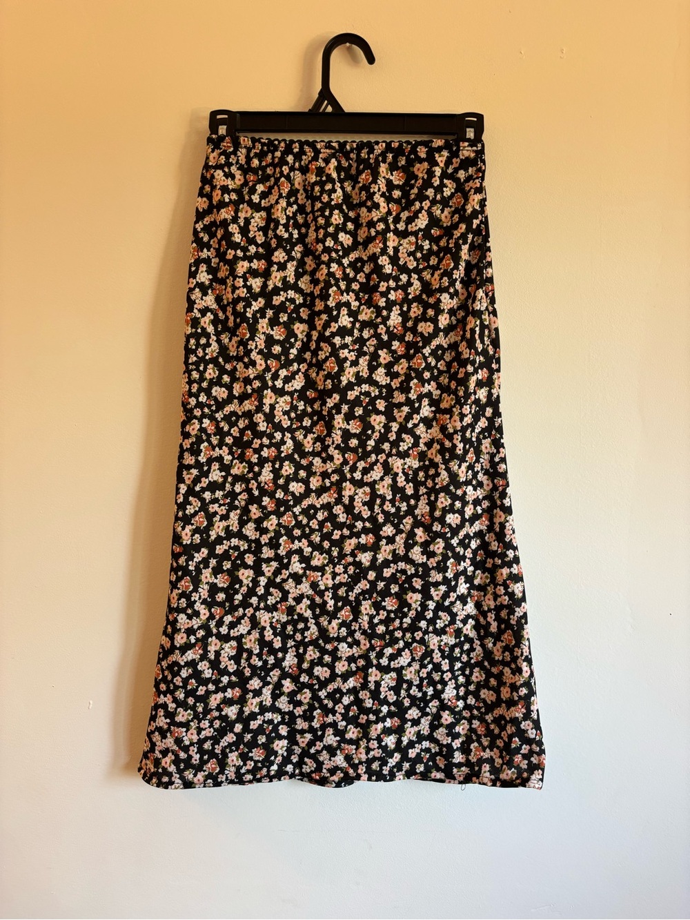 Altar'd State Black Maxi Skirt with Pink & Cream Floral Print